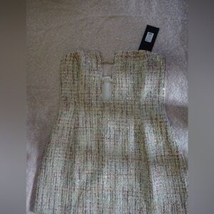 Fashion Nova Gold and Cream Textured Dress